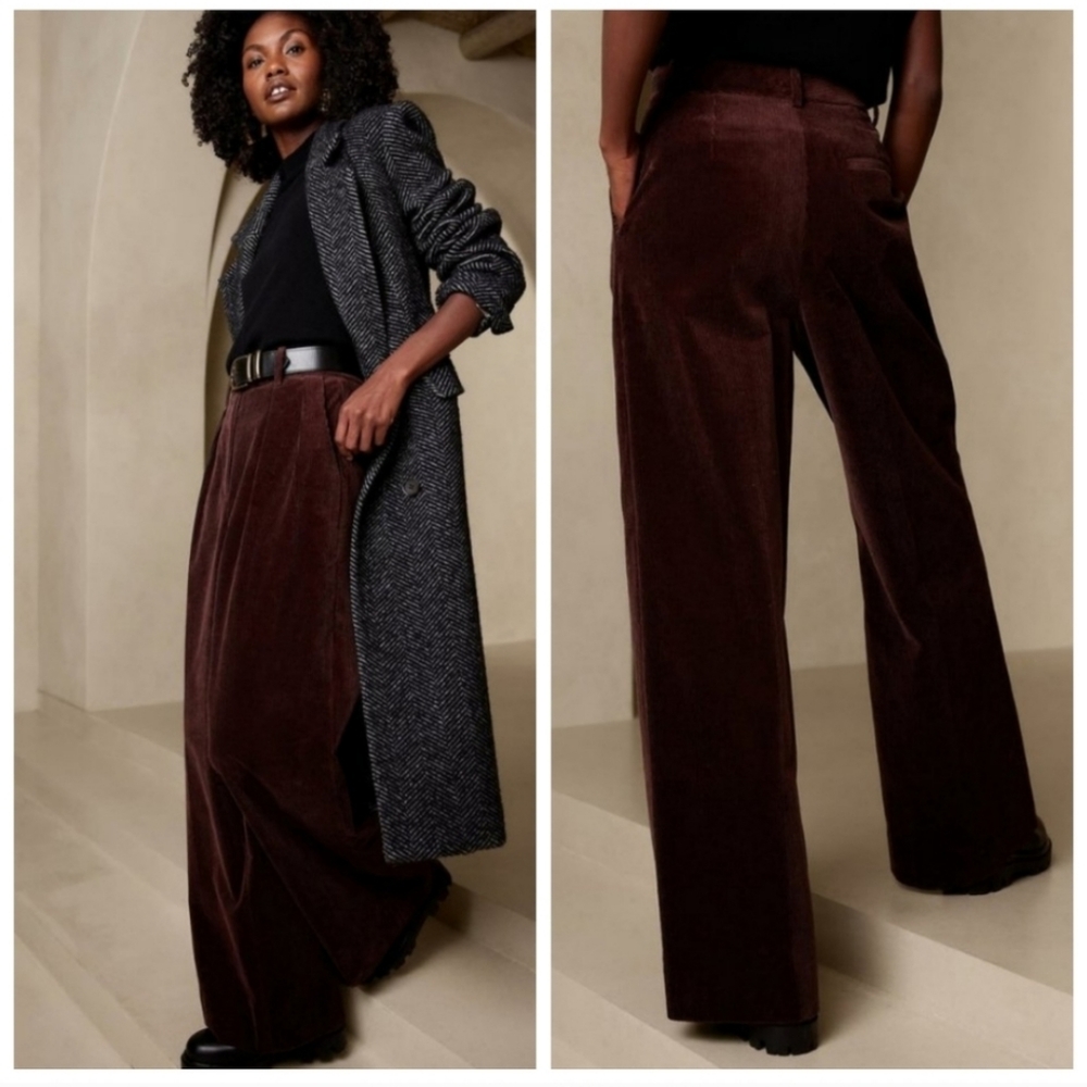Elegant Brown Wide-Leg Pants